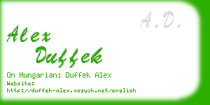 alex duffek business card
